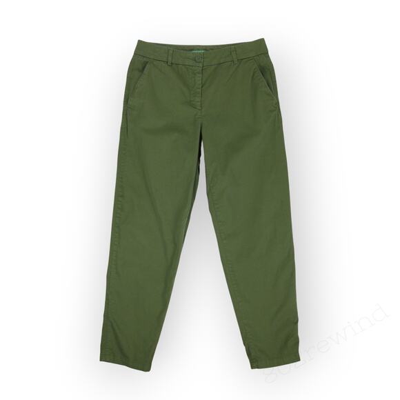 sz 6 ~ 42 Benetton Olive Washed Twill Stretch Cotton Chino Ankle - Picture 9 of 14